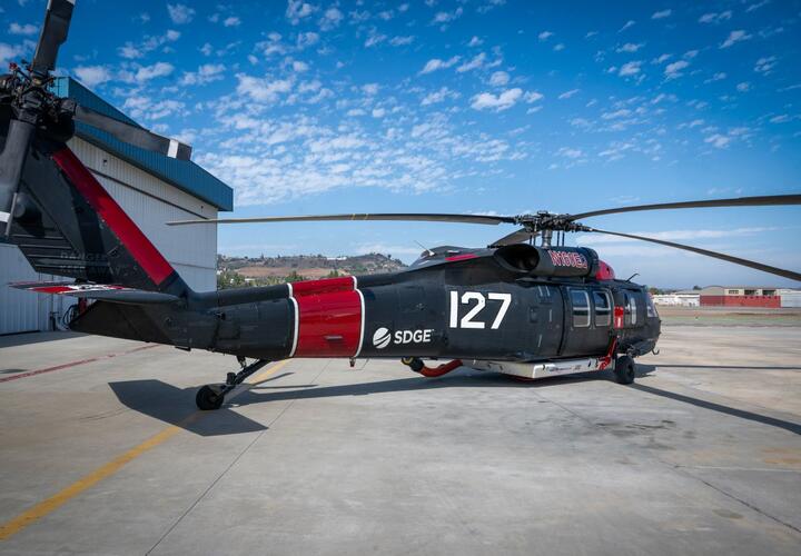 A photo of SDG&Es Blackhawk helicopter.