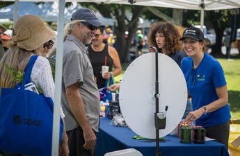 A group of participants attending a wildfire safety fair