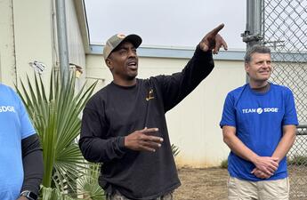 Garden 31 founder Chris Burroughs shares his story with SDG&E volunteers