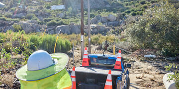 SDG&E field crews inspect power lines utilizing a drone. 