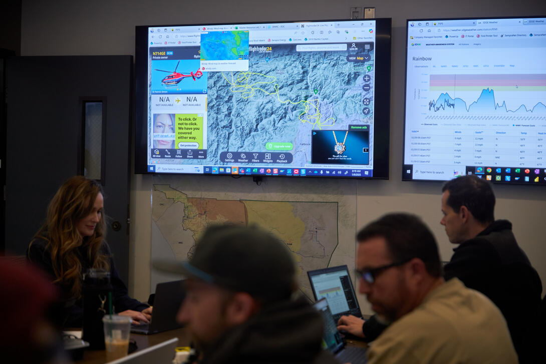 SDG&E crew members respond during a PSPS 